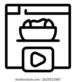 Website page showing a bowl with food, suggesting a cooking recipe, and a play button to watch a video tutorial