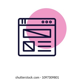 Website page skeleton, digital information  line vector icon