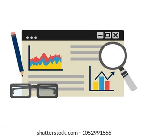 website page statistics analysis pencil glasses
