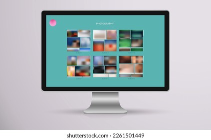 Diseño de plantillas de páginas web con álbumes de fotos para fotógrafos personales o carteras de diseñadores en una pantalla de computadora