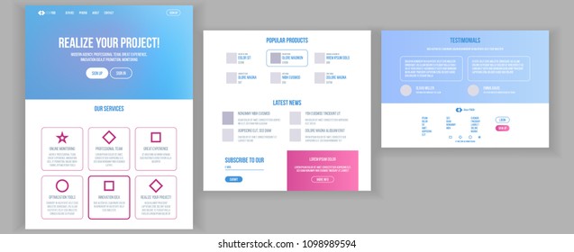 Website Page Vector. Business Agency. Web Page. Design Front End Site Scheme. Landing Template. Gadget Virtual. Modern Marketing.Protection Receipt. Illustration
