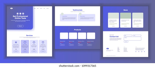 Website Page Vector. Business Website. Web Page. Landing Design Template. Processes And Office Situation. Support Solution. Group Meeting. Product Testimonial. Illustration