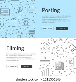 Website page vector line blog icons web banner templates illustration