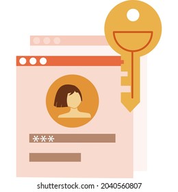 Icono de inicio de sesión de contraseña del sitio web. Forma de acceso y vector seguro. Bloqueo digital, seguridad de internet. Protección de datos personales y de la información. Tecnología de verificación de seguridad, registro de usuarios y cuentas