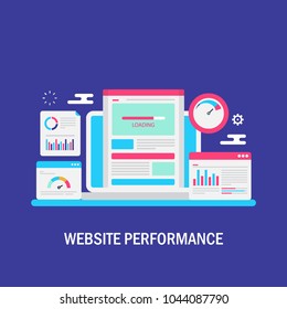 Website Performance, Website SEO, Web Data Analysis, Loading Speed Flat Vector Illustration