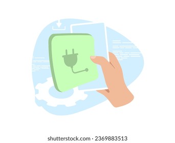 Website-Plugin für das Konzept von Business und persönlichen Websites. SEO und Marketing Website Plugin Erweiterungen für die Web-Entwicklung. Vektorgrafik einzeln auf weißem Hintergrund mit Symbolen