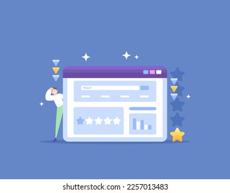 Website popularity declines. Decreased traffic and performance. poor grades. bad reviews or ratings. a site owner is confused because his site gets one-star rating scores. illustration concept design