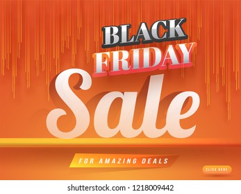 Website poster or banner design in orange color for Black Friday Sale advertisement concept.