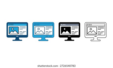 Websitevorschau-Webseitendesktopschnittstellen-Symbolsatz