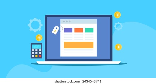 Website pricing list, Selling subscription online, price list, compare prices - vector illustration background with icons