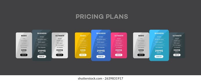 Website Pricing Plans Basic, Business, Ultimate Packages