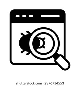 Website programming, bug finding. Developer with magnifier. Security concept