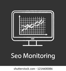 Website ranking chalk icon. SEO monitoring. SMM, SEO statistics. Marketing analytics. Data analyzing. Social media analytics. Isolated vector chalkboard illustration