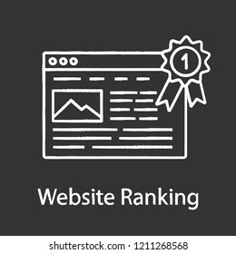 Website ranking chalk icon. Successful SEO. Web site optimization. Best site. SEO award. Website promotion. Isolated vector chalkboard illustration