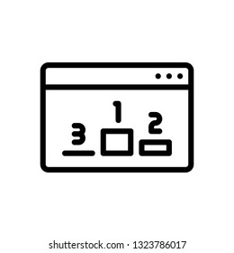 website ranking icon, outline black style
