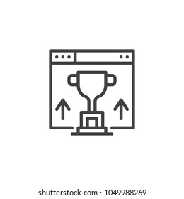 Website ranking outline icon. linear style sign for mobile concept and web design. Browser and trophy simple line vector icon. Symbol, logo illustration. Pixel perfect vector graphics