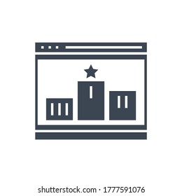 Icono de glifo vector relacionado de clasificación de sitios web. Aislado en fondo blanco. Ilustración vectorial.