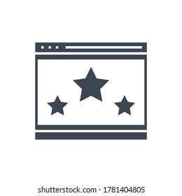 Icono de glifo vector relacionado de clasificación de sitios web. Aislado en fondo blanco. Ilustración vectorial.