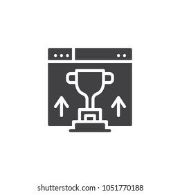 Website ranking vector icon. filled flat sign for mobile concept and web design. Browser and trophy simple solid icon. Symbol, logo illustration. Pixel perfect vector graphics