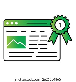 Website Ranking Vector Icon Showing SEO Performance, Traffic Growth, and Search Results