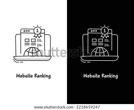 Website Rankings, No 1 web page. performance, web analytics live stroke icon illustration.