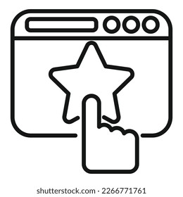 Website rate icon outline vector. Star review. User quality