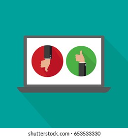  Website rating feedback and review concept on laptop