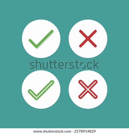 Website rating feedback and review concept. Cross check mark icons can be used as website, social media interface buttons -vector.