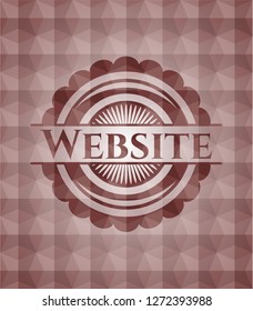 Website red emblem or badge with geometric pattern background. Seamless.
