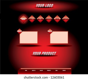 Website red glossy rhombic template