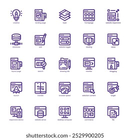 Website Responsive icon pack for your website, mobile, presentation, and logo design. Website Responsive icon basic line gradient design. Vector graphics illustration and editable stroke.