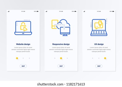 Website, Responsive, UX design Vertical Cards with strong metaphors. Template for website.
