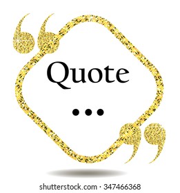 Website review quote citation blank template, review vector icon. Quote comment template. Quote bubble. Shop customer review template. Circle review template, paper sheet, information, text. Gold