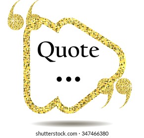 Website review quote citation blank template, review vector icon. Quote comment template. Quote bubble. Shop customer review template. Circle review template, paper sheet, information, text. Gold