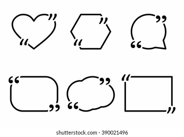 Website review quote icon citation blank template. Quote bubble comment template isolated on white background. For Information and text. Vector illustration