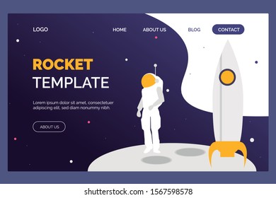 Website rocket illustration design ui template