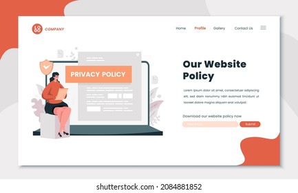 Website rule privacy policy illustration on website or landing page design