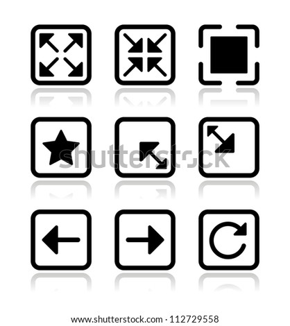 Website screen icons set - full screen, minimize, refresh