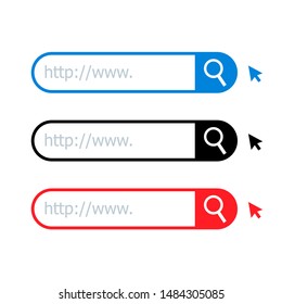 Website search bar with cursor set. Isolated, flat, clean vector design of internet form. Browser user interface element.