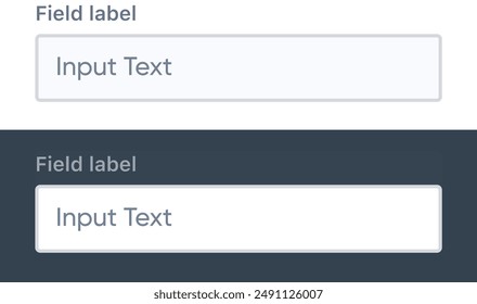 Website search button. Empty input field with cursor and interface elements. Blank digital frames. Vector finding information boxes set in dark and light mode ui