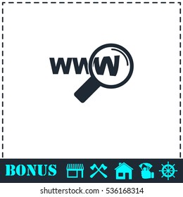 Website search icon flat. Simple vector symbol and bonus icon