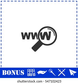 Website search icon flat. Simple vector symbol and bonus icon