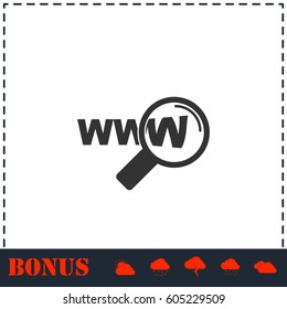 Website search icon flat. Simple vector symbol and bonus icon