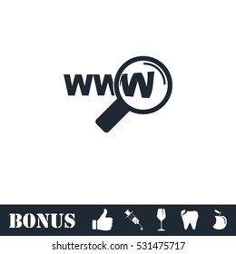 Website search icon flat. Vector illustration symbol and bonus pictogram