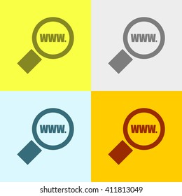 Website Search Icon on Four Different Backgrounds. Eps-10.
