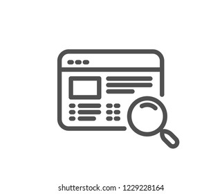 Website search line icon. Find internet page results sign. Quality design flat app element. Editable stroke Website search icon. Vector