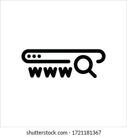 Icono vectorial de búsqueda del sitio web. Diseño de letreros planos de búsqueda en sitios. Pictograma de símbolo de búsqueda en el sitio Web