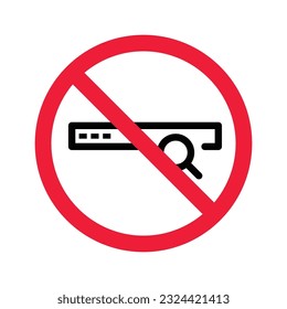 Website search vector icon. Site search flat sign design. Web site loupe search symbol pictogram. Forbidden Prohibited Warning, caution, attention, restriction label danger.