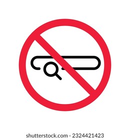 Website search vector icon. Site search flat sign design. Web site loupe search symbol pictogram. Forbidden Prohibited Warning, caution, attention, restriction label danger.