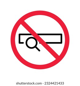 Website search vector icon. Site search flat sign design. Web site loupe search symbol pictogram. Forbidden Prohibited Warning, caution, attention, restriction label danger.